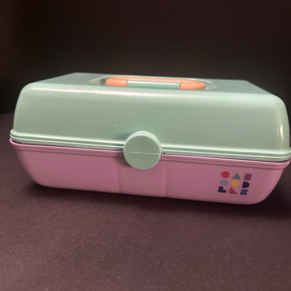Caboodles Small Mint and Purple Organizer w/ Drawers & Mirror